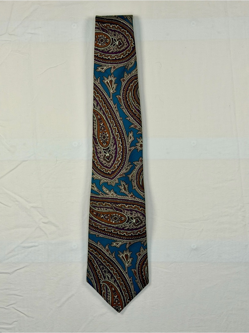 Vintage Dior Monsieur Paisley Tie Blue Retro